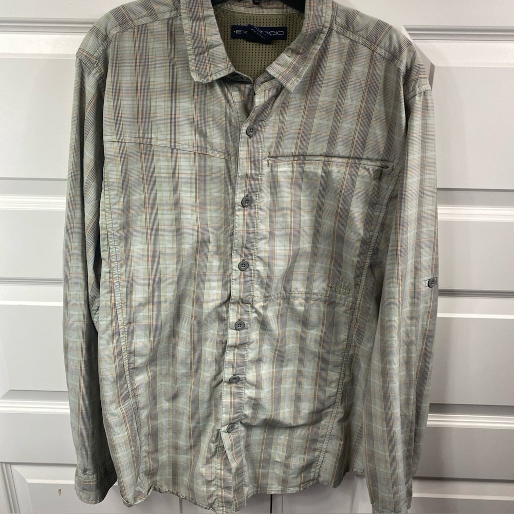 EXOFFICIO MICRO PLAID VENTED MESH OUTDOOR FISHING MENS BUTTON DOWN Large